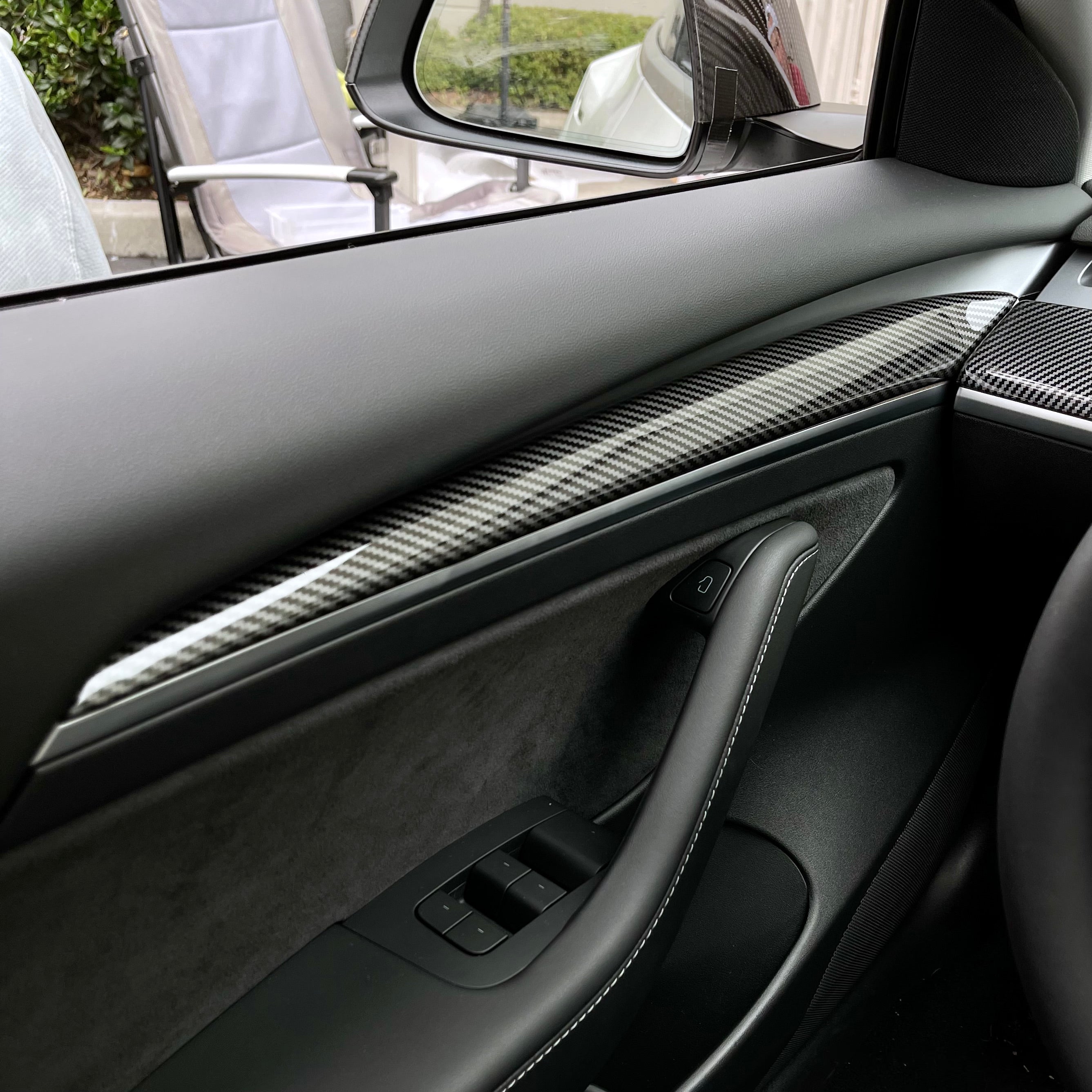 2021 Model 3/Y Real Carbon Fiber Front Door Trim Panel Caps