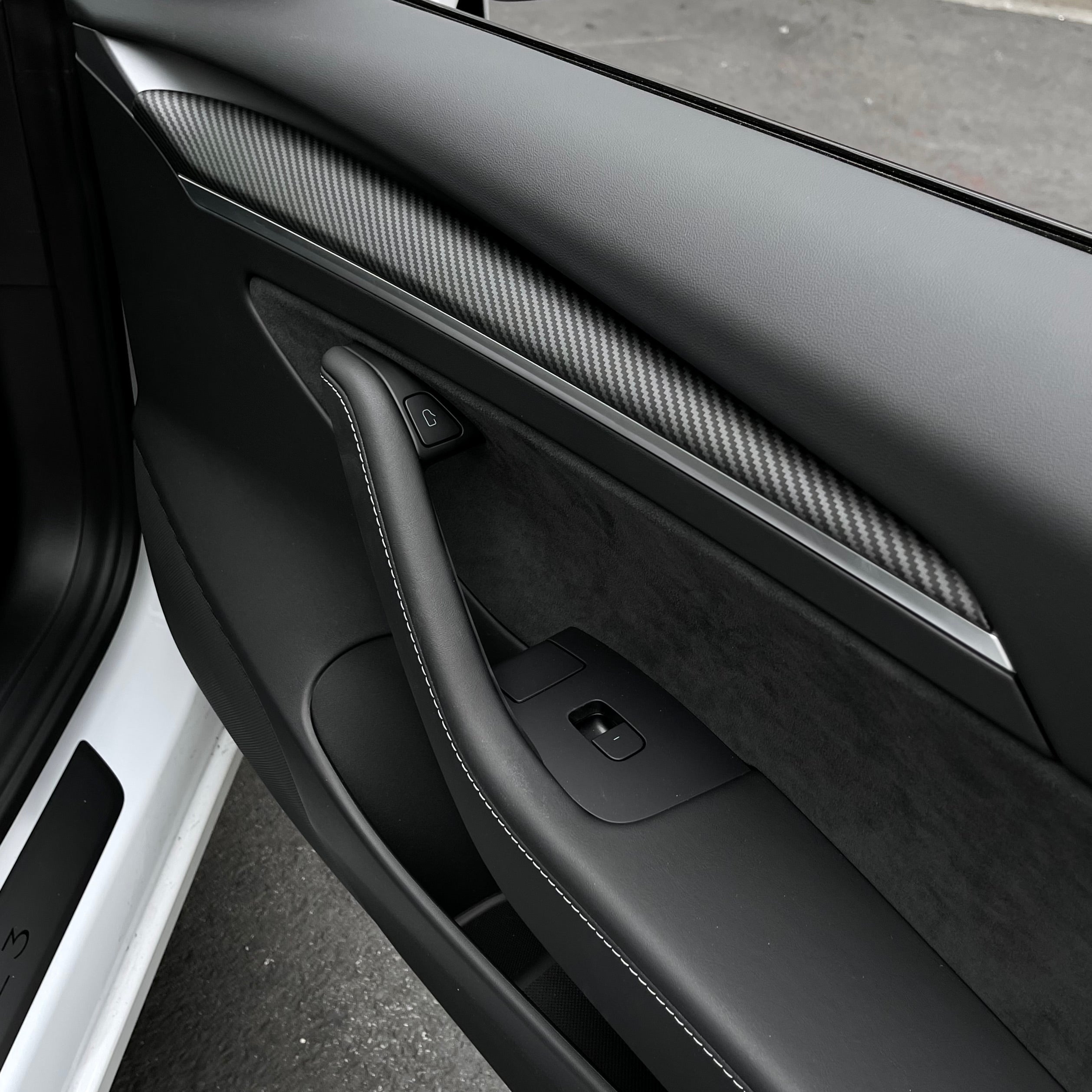 2021 Model 3/Y Real Carbon Fiber Front Door Trim Panel Caps