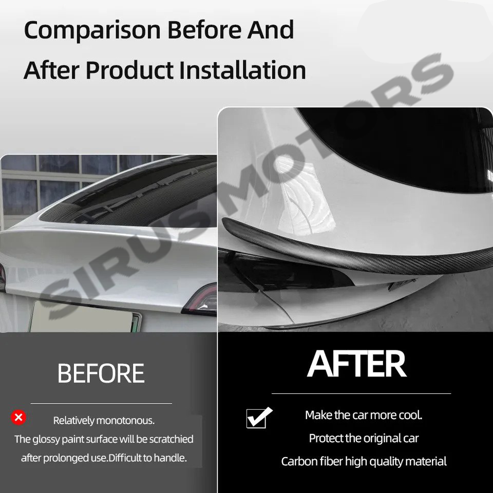 Model 3/Y Real DRY Carbon Fiber Rear Trunk Lip Spoiler