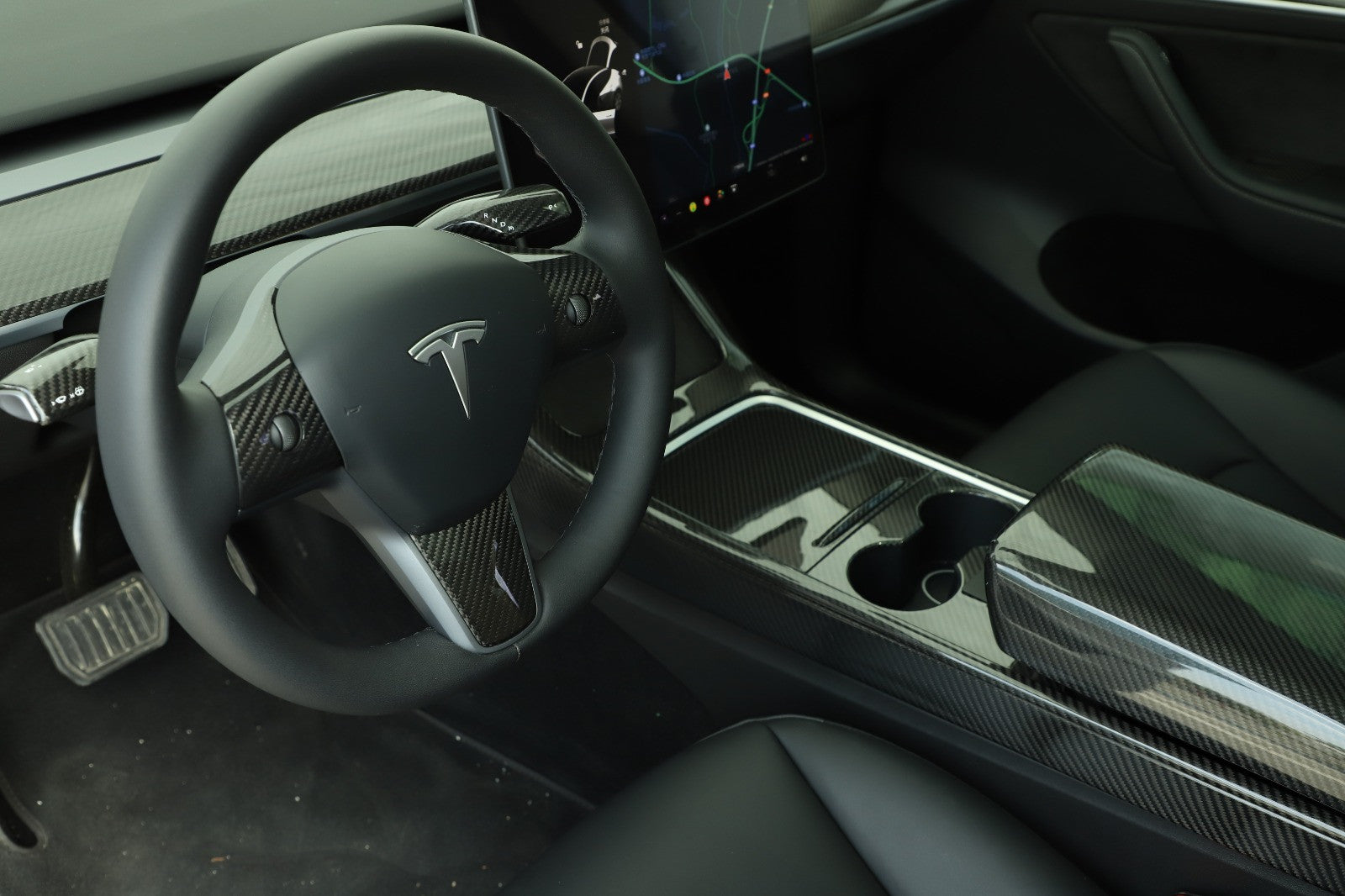 DRY Carbon Fiber Center Console Panel Cover For Model 3/Y