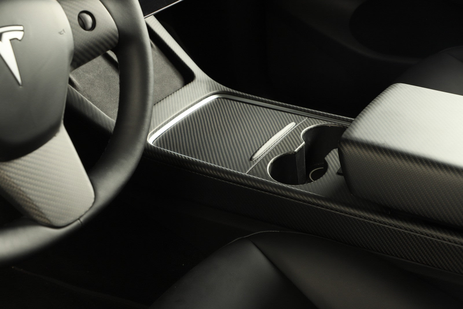 DRY Carbon Fiber Center Console Panel Cover For Model 3/Y