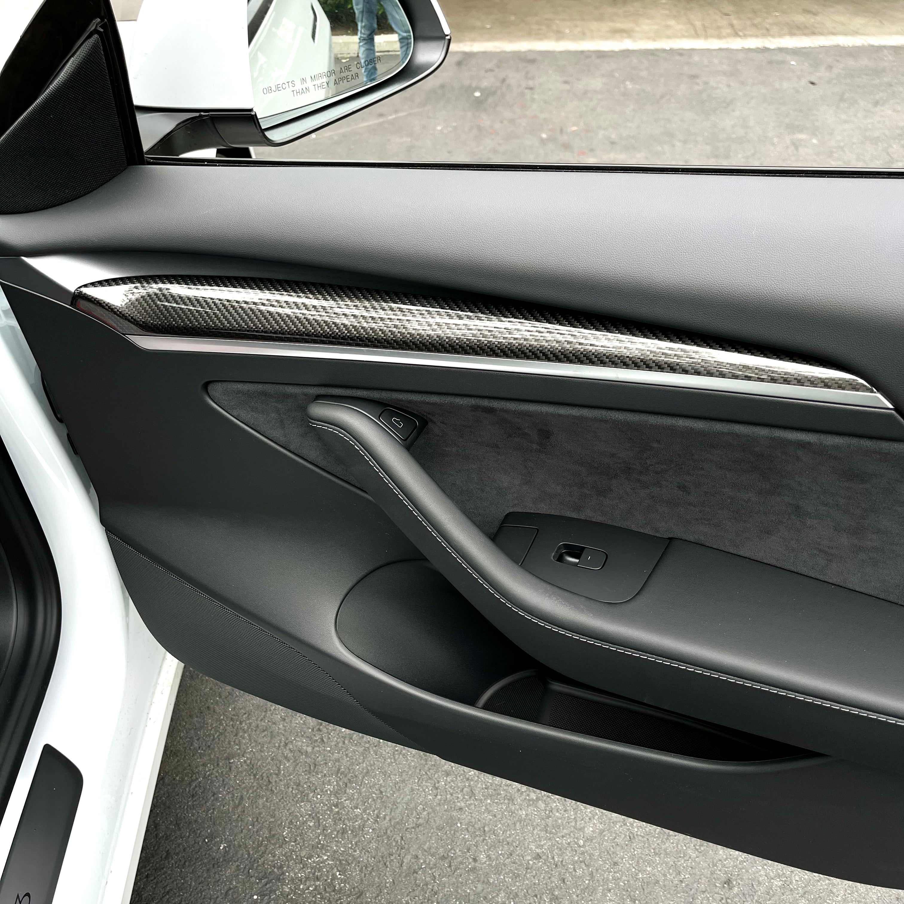 2021 Model 3/Y Real Carbon Fiber Front Door Trim Panel Caps
