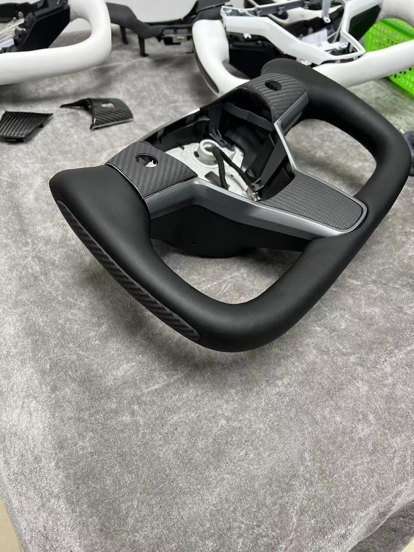 Real Carbon Fiber Yoke Steering Wheel for Tesla Model 3 / Y