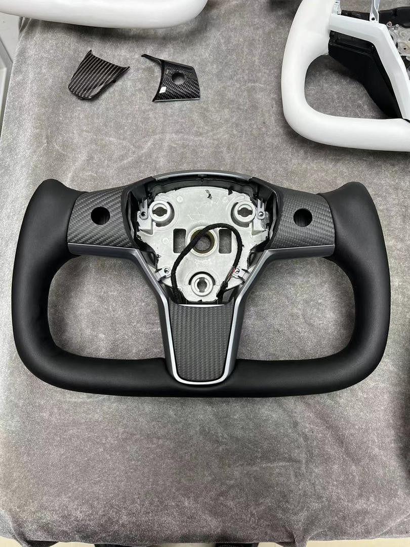 Real Carbon Fiber Yoke Steering Wheel for Tesla Model 3 / Y