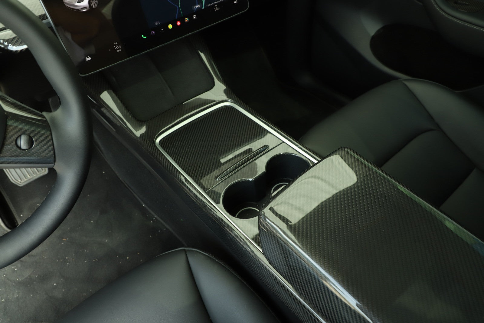 DRY Carbon Fiber Center Console Panel Cover For Model 3/Y