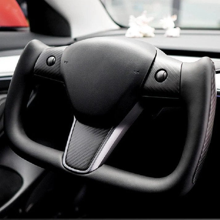 Real Carbon Fiber Yoke Steering Wheel for Tesla Model 3 / Y